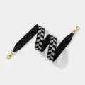 Replacement wide bag strap in black and beige geometric jacquard with gold hardware - Black Strap Gold Buckle / 3.8cm Width 70cm Length