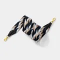 Geometrisch ruitpatroon vervangende tassenband met goudkleurige hardware en leer. - Breedte 5cm Lengte 70cm / Zwarte Band Gouden Gesp