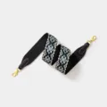 Wide woven replacement shoulder strap for crossbody bags, boho geometric ethnic pattern. - Width 5cm Length 70cm / Black Strap Gold Buckle