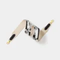 Wide woven replacement bag strap with black leather ends and gold metal hooks for stylish purses. - Width 5cm Length 70cm / Black Strap Gold Buckle
