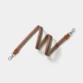 Modischer, bunter gewebter Ersatz-Gurt für Schulter- und Umhängetaschen mit Lederenden. - Breite 2,5 cm Länge 70 cm / Brauner Riemen Silberne Schnalle