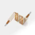 Replacement wide canvas shoulder strap, stylish camouflage pattern with leather tabs, beige. - Width 5cm Length 70cm / Brown Strap Silver Buckle