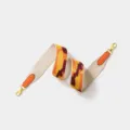 Wide woven bag strap replacement with orange leather ends and gold metal hooks for shoulder bag - Width 5cm Length 70cm / Orange Gold Buckle