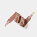 Geweven vervangende tasriem met geometrisch borduurwerk en gouden haken en lussen. - Breedte 5cm Lengte 70cm / Roze met gouden gesp
