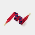 Sangle de rechange tissée rouge avec motif en V, embouts en cuir et crochets métalliques dorés. - Largeur 5cm Longueur 70cm / Rouge Boucle Dorée