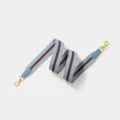 Cinghia di ricambio per borsa in tela a righe celeste e marrone con ganci dorati. - 3.8cm Larghezza 70cm Lunghezza / Blu Fibbia Dorata
