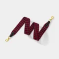 Houndstooth Woven Wide Bag Strap, Red Black Crossbody Replacement Strap with Gold Hardware - Other Length Remarks / Black Strap Gold Buckle