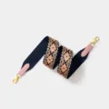 Woven wide replacement shoulder strap for crossbody bags, geometric pattern with leather ends. - Width 5cm Length 70cm / Pink with Gold Buckle