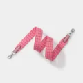 Pink houndstooth replacement bag strap with genuine leather ends and silver swivel hooks. - Other Length Remarks / Pink With Silver Buckle