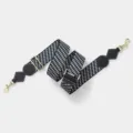 Adjustable wide replacement bag strap with woven geometric pattern and metal hardware hooks. - Light Gold Buckle / Black
