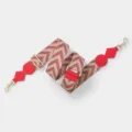 Adjustable wide replacement shoulder strap for crossbody bags with red and beige chevron design. - Red
