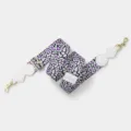 Adjustable wide bag strap replacement with purple leopard print and gold hardware details. - White