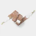Stylish wide replacement bag strap with brown and white geometric pattern and gold hardware. - Light Gold Buckle / White