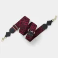 Adjustable wide replacement bag strap, red and black geometric woven pattern with gold hardware. - Light Gold Buckle / Black