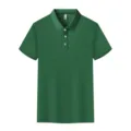 Men's green short sleeve polo shirt, casual breathable summer top, classic lapel design. - Dark Green