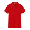 Men's Red Short Sleeve Polo Shirt Summer Casual Breathable Classic Fit Tee Topwear - Bright Red