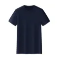 Classic men's dark blue short sleeve t-shirt, breathable cooling fabric, casual wear. - S / Tops / Navy Blue
