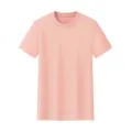 Pink men's cooling short sleeve T-shirt, solid color regular fit casual summer top. - Pink
