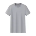 Men's solid grey short sleeve t-shirt basic casual top breathable summer clothing. - Ice Gray