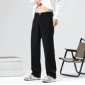 Heren casual losse rechte zwarte denim jeans broek, comfortabele pasvorm, dagelijks. - S / Zwart
