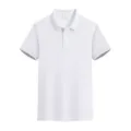 White short sleeve polo shirt for men and women summer casual basic classic collared top size L - S / Tops / White