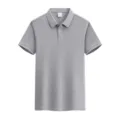 Grey short sleeve polo shirt for men and women, casual summer cotton top with lapel collar. - S / Tops / Gray
