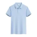 Light blue short sleeve polo shirt for men and women, casual summer cotton apparel. - S / Tops / Light Blue