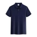 Men's Short Sleeve Polo Shirt Navy Blue Casual Summer Turn Down Collar Casual Tops - Navy Blue