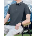Men's short sleeve polo shirt summer casual business slim fit top comfortable fabric. - M / Tops / Dark Gray