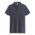 Polo à manches courtes respirant pour homme en gris foncé, haut classique d'été. - S / Hauts / Gris foncé