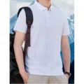 Men's white short sleeve polo shirt casual summer business top apparel variant style code - M / Tops / White