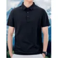 Men's Black Short Sleeve Cooling Polo Shirt Summer Casual Business Top Comfortable - M / Tops / Black