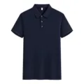 Classic solid dark blue men short sleeve polo shirt casual breathable summer top apparel - M / Tops / Navy Blue