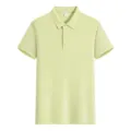Classic men's short-sleeve polo shirt in pastel green, comfortable casual daily wear. - Yellow