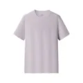 Βασικό ανοιχτό μωβ κοντομάνικο t-shirt με στρογγυλή λαιμόκοψη για καθημερινή χρήση. - S / Μωβ