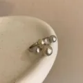 Pearl and crystal ring variant, French light luxury design for women, stylish gold jewelry. - Style R-1202-A Ring (R-1202-A)