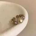 French light luxury pearl coffee gold ring, elegant design for women daily wear jewelry variant. - Style R-1202-D Ring (R-1202-D)