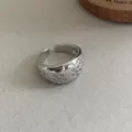 Koreaanse zilveren open ring met fonkelende zirkonia bloem design voor dagelijkse stijl chic - R1024-B (Zilver)