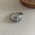 Koreaanse stijl zilveren open ring met blauwe strass steentjes brede verstelbare sieraad - R1024-B (Blauw)