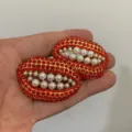 Rode strass parel lip oorbellen statement overdreven gouden sieraden voor dames chic - Rode Lippen