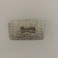 Vintage silver metal rectangular keyhole hollow brooch exaggerated aesthetic jewelry accessory - Brooch / Silver