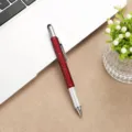 Multifunktionale 6-in-1 Werkzeugstift mit Lineal, Eingabestift und Schraubendreher für Büro. - Rot