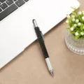 Mehrfunktionaler 6-in-1 Werkzeugstift mit Kugelschreiber, Lineal und Schraubendreher. - Schwarz