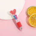 Cute heart 4-color ballpoint pen, creative student mini push writing stationery item. - Red