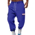 Pantalon de Jogging Cargo en Molleton Lourd Bleu pour Homme Streetwear Casual avec Poches - S / Bas / Bleu Saphir