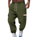 Pantalon cargo molletonné homme hiver casual streetwear outdoor multi-poches vert - Vert Militaire