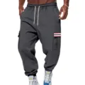 Pantalon de jogging cargo gris foncé homme streetwear decontracté avec poches multiples. - Gris foncé