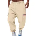 Pantalon de survêtement cargo décontracté pour homme uni avec poches et cordon. - Abricot