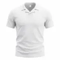 Polo Hombre Manga Corta Tejido Waffle Cuello Cubano Casual Suelto Estilo Old Money Blanco - S / Blanco