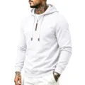 Herren weisser Kapuzenpullover mit Reissverschluss Fleece gefuetterte Winterjacke - S / Oberteile / Weiß